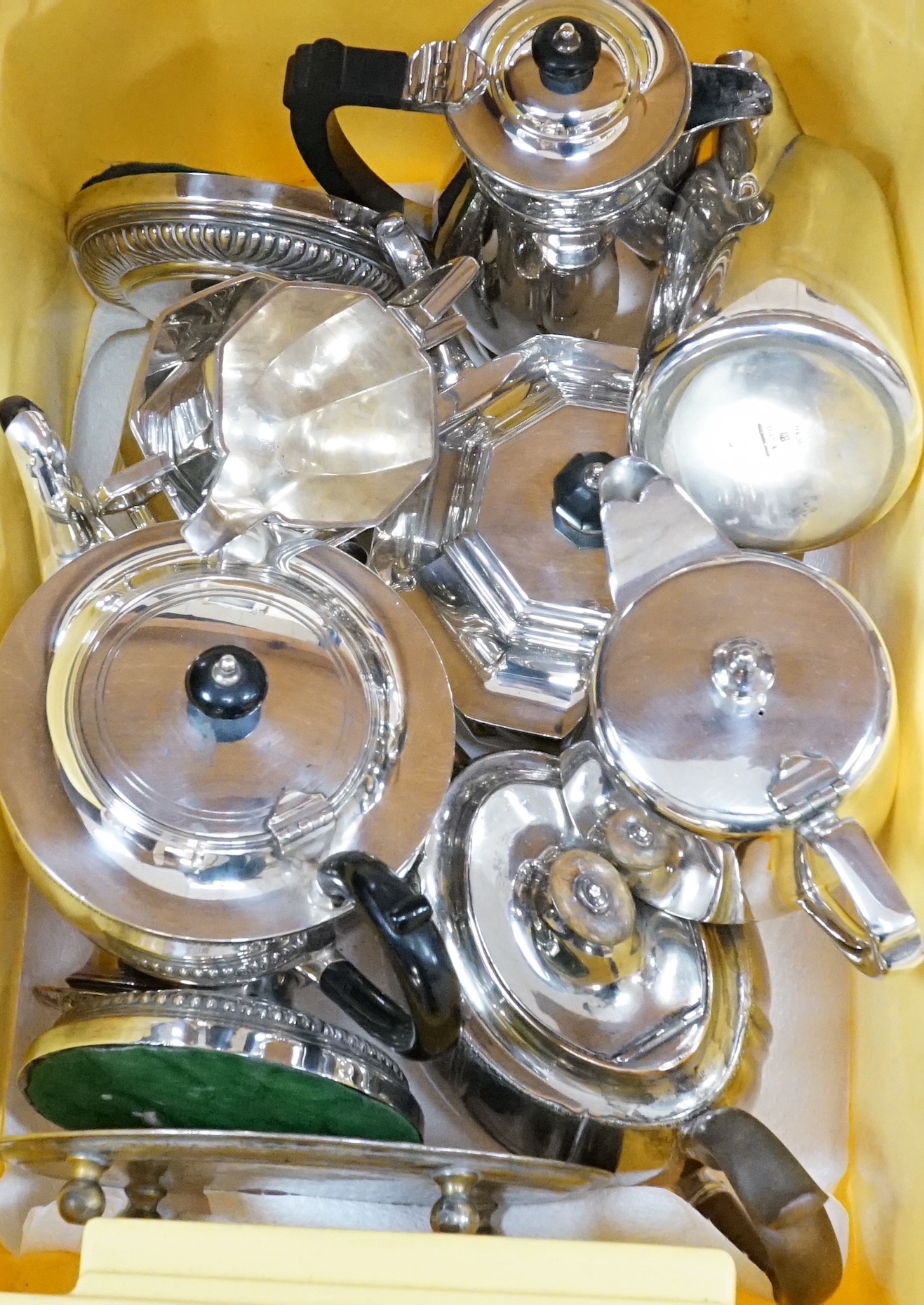 A group of Old Sheffield plated tea wares and EPNS